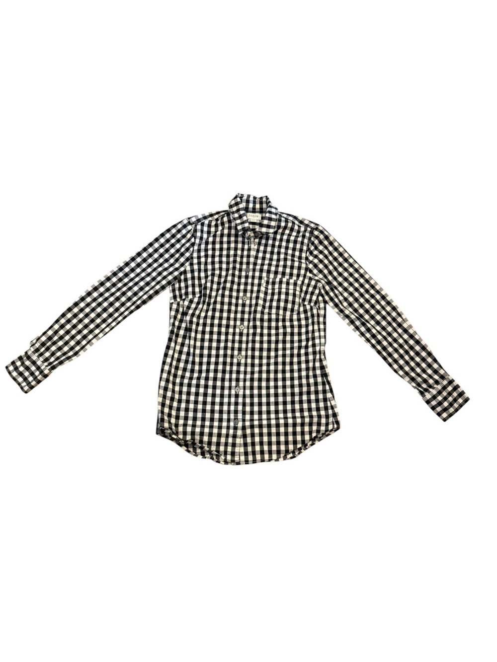 J Crew Black and White Gingham Button-Down Shirt